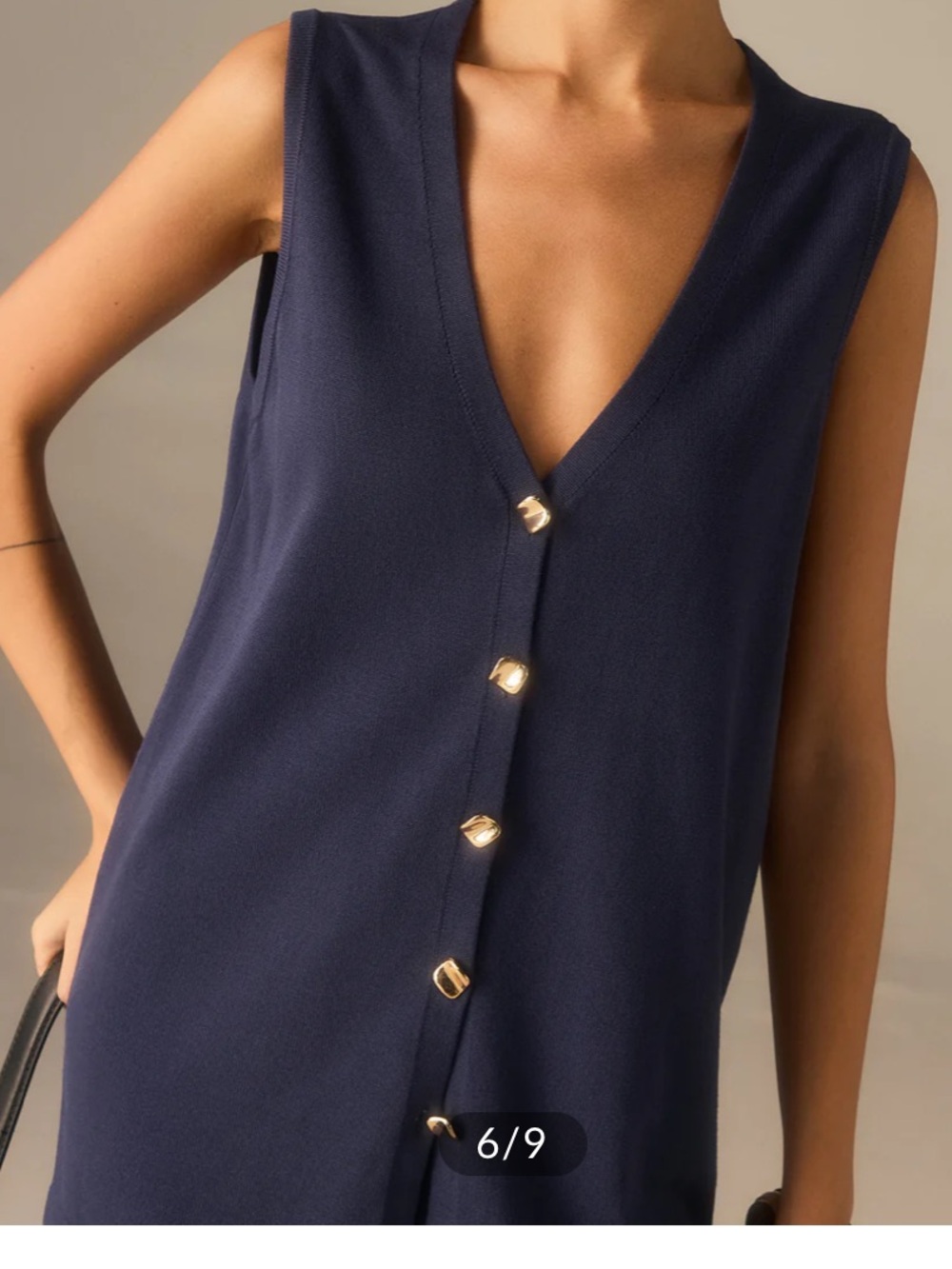 Golden Button Knit Vest Pants Set - Picture 6 of 7